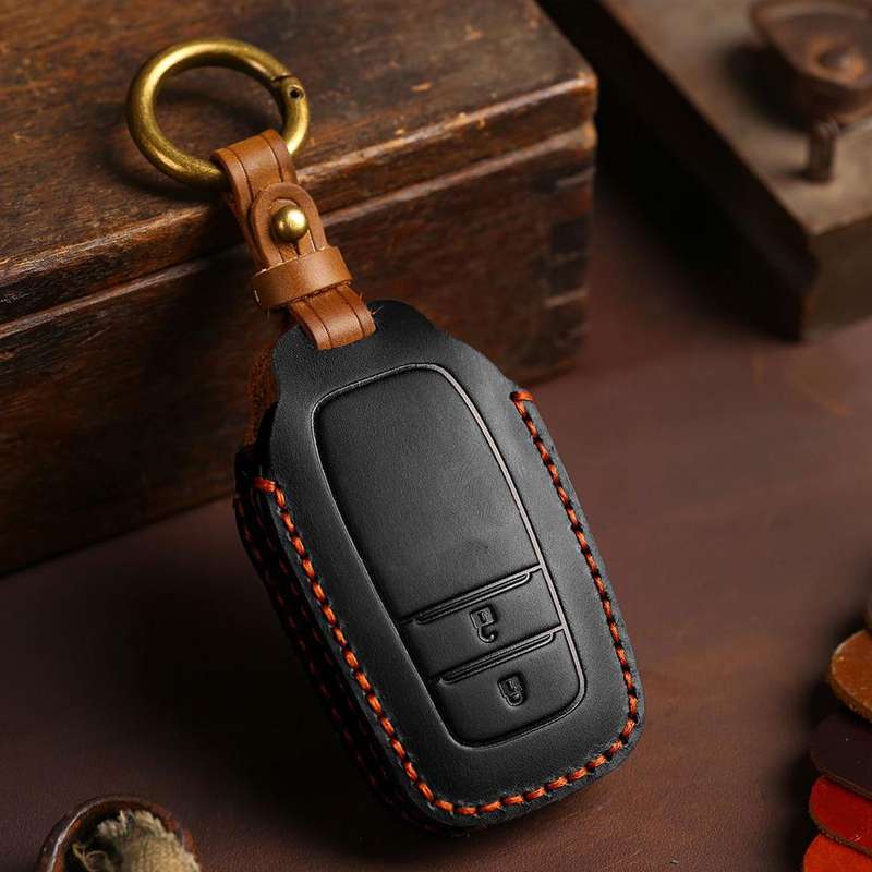 For Toyota Corolla 3-button B111 Crazy Horse Cowhide Car Key Protection Cover(Brown)