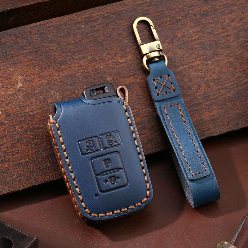 For Toyota North American 4-button C011 Crazy Horse Cowhide Car Key Protection Cover(Brown)
