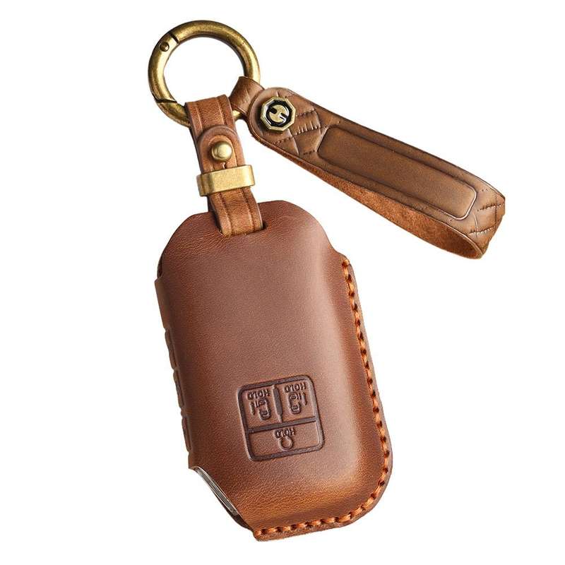 For Kia Carnival SX Hallmo E171 Crazy Horse Cowhide Car Key Protection Cover(Brown)