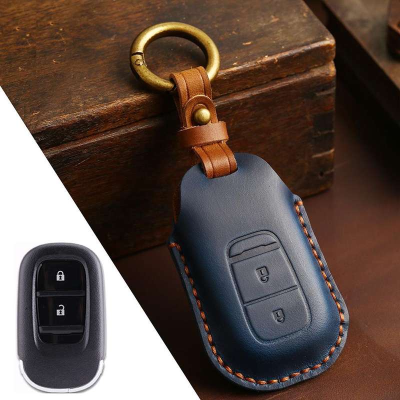 For Honda Odyssey 2024 Hallmo Crazy Horse Cowhide Car Key Protection Cover(5-button Brown)