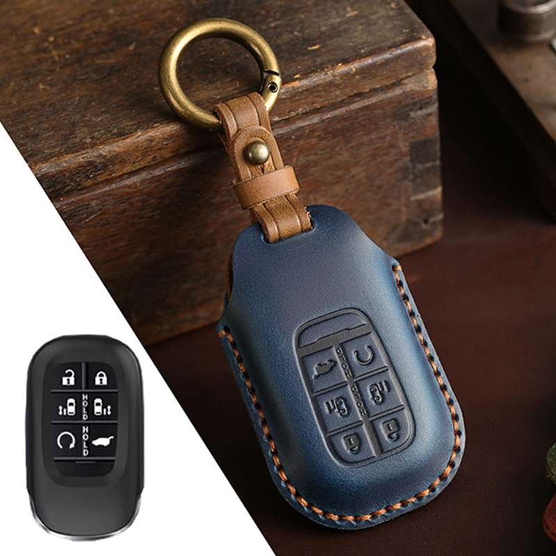 For Honda Odyssey 2024 Hallmo Crazy Horse Cowhide Car Key Protection Cover(5-button Brown)