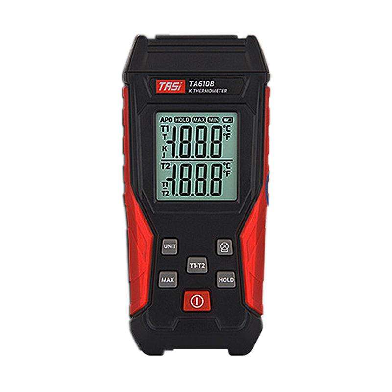 TRSI TA610B Industrial Handheld K-Type Thermocouple Thermometer, Dual Channel