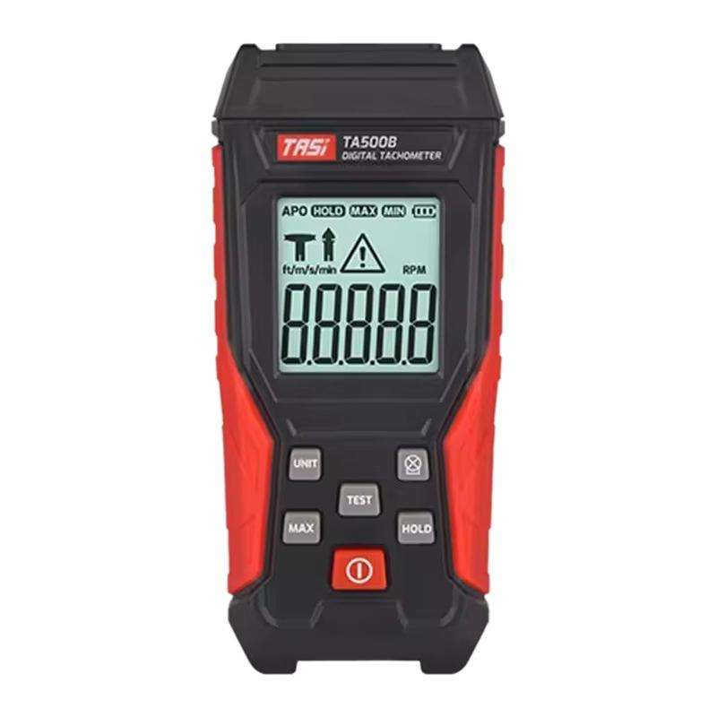 TASI TA500B Contact Measurement Laser Tachometer Digital Display Measuring Speed Meter(Black Red)