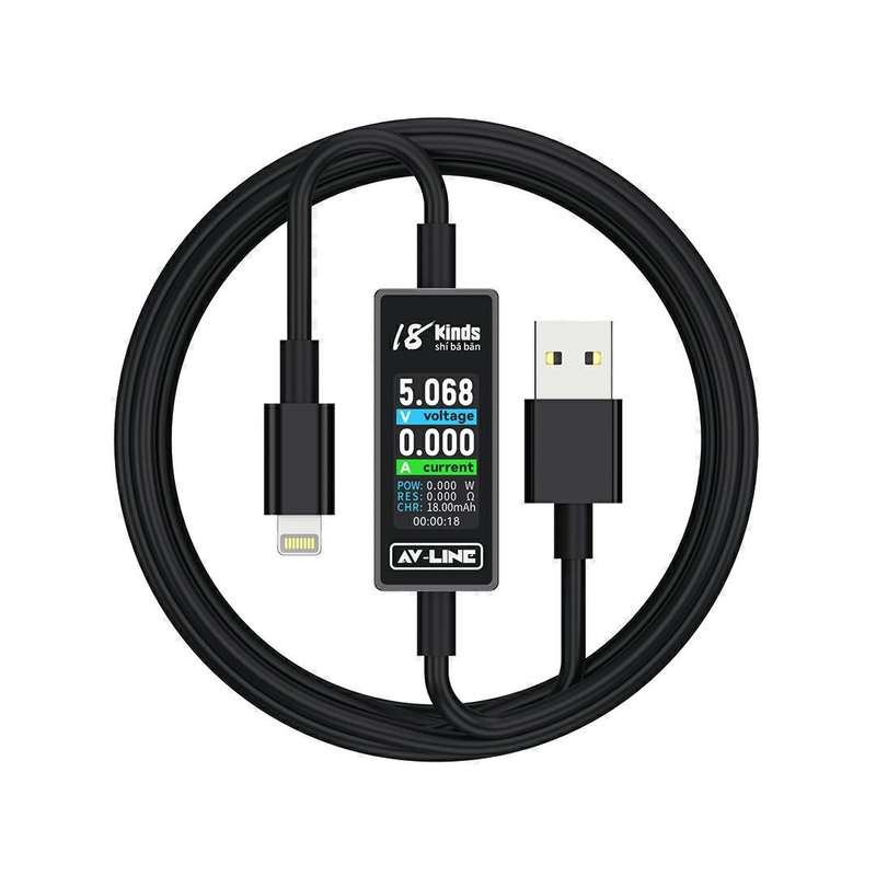 18 Kinds AV-Line 2.0 1.2m Intelligent Detection Charging Data Cable, Interface:USB to 8 Pin