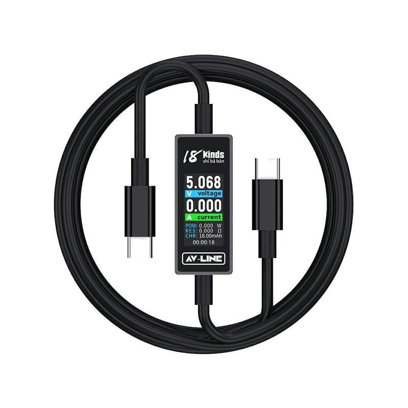 18 Kinds AV-Line Pro 1.2m Intelligent Detection Charging Data Cable, Interface:Type-C to Type-C