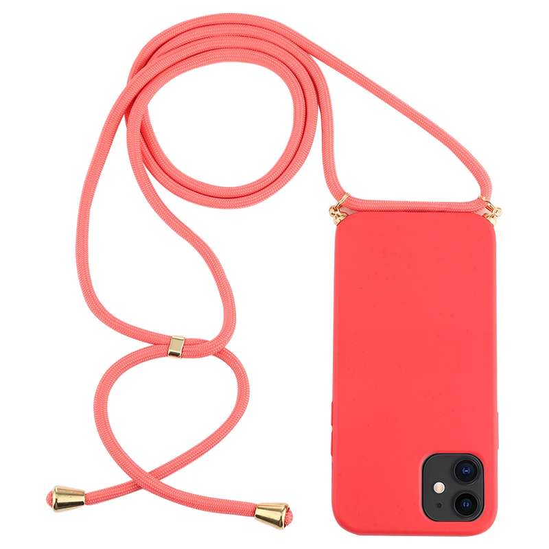 For iPhone 12 mini Wheat TPU Protective Case with Lanyard(Black)
