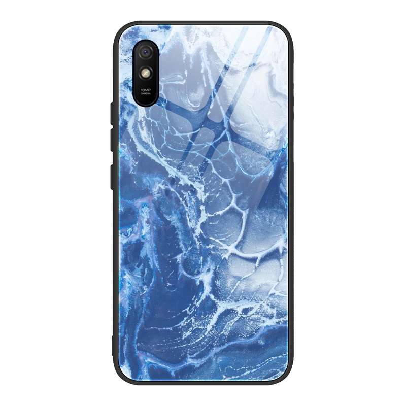 For Xiaomi Redmi 9A Marble Pattern Glass Protective Case(DL05)