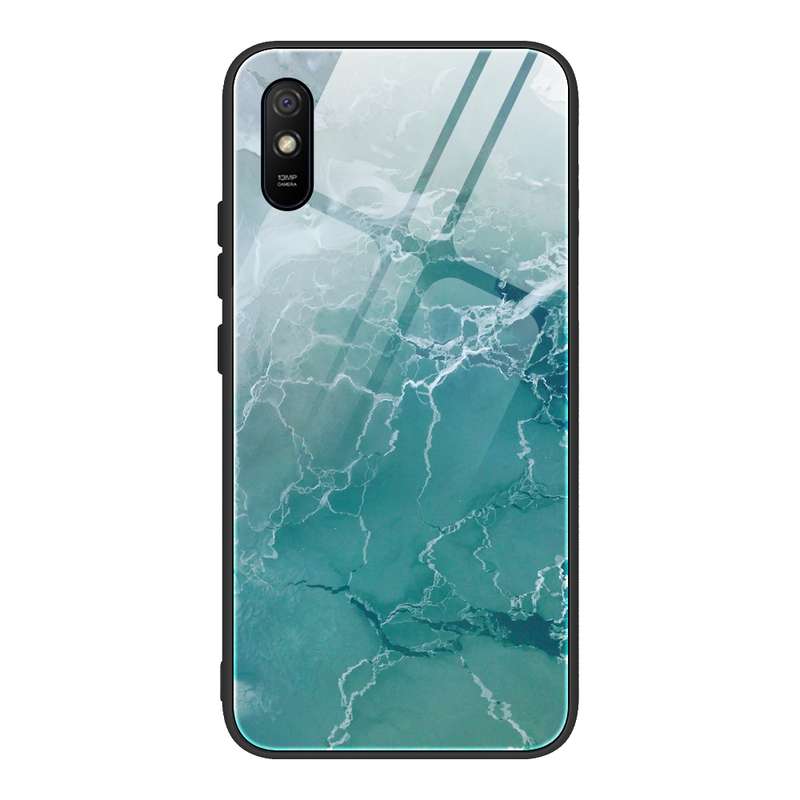 For Xiaomi Redmi 9A Marble Pattern Glass Protective Case(DL05)