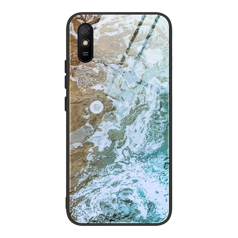 For Xiaomi Redmi 9A Marble Pattern Glass Protective Case(DL05)