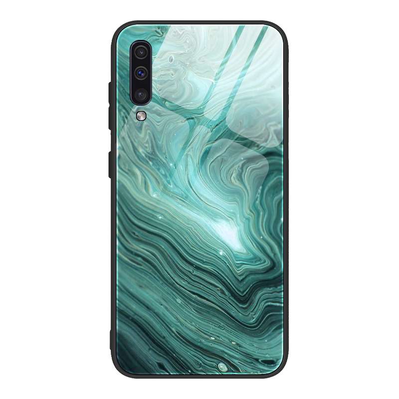 For Samsung Galaxy A50 / A50s / A30s Marble Pattern Glass Protective Case(DL06)