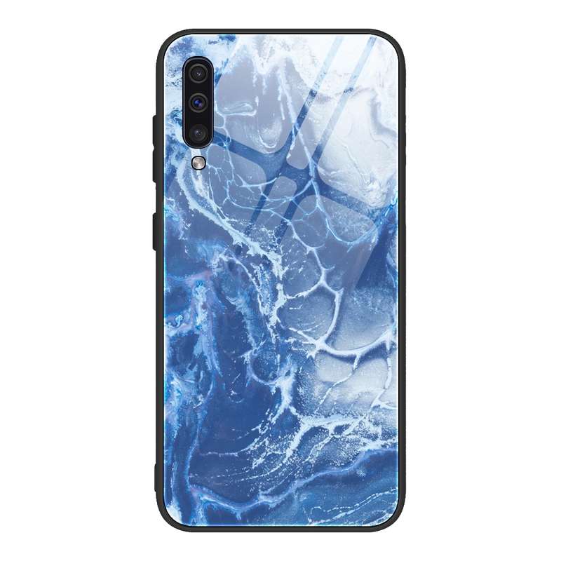For Samsung Galaxy A50 / A50s / A30s Marble Pattern Glass Protective Case(DL06)