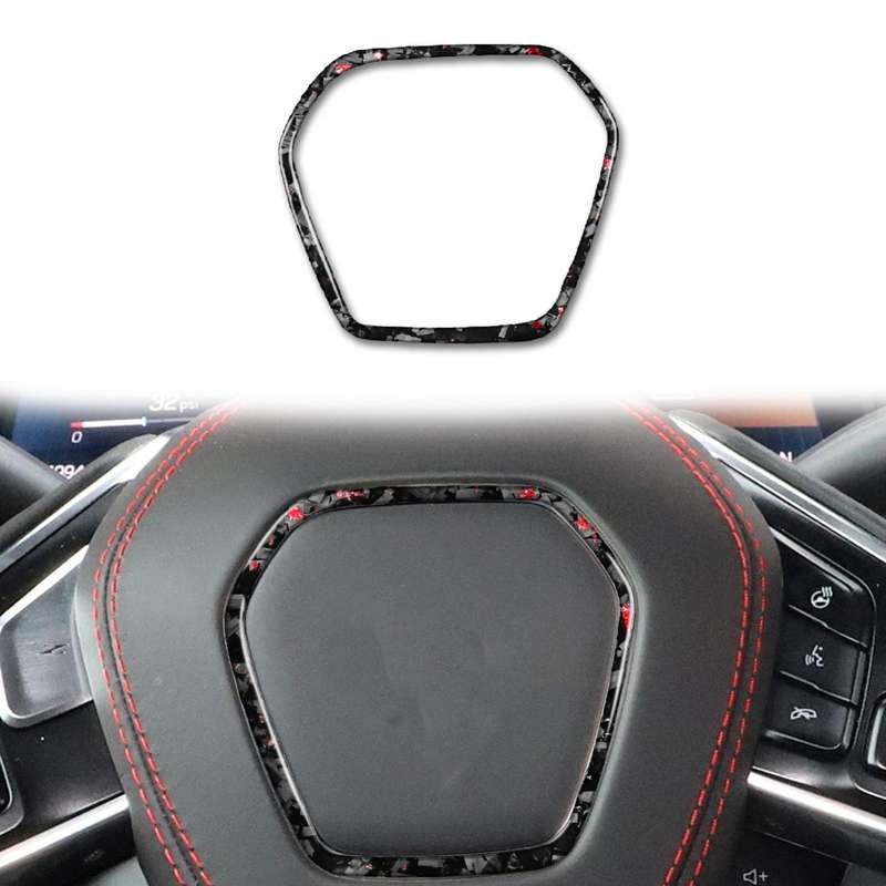 Forged Gold Foil Carbon Fiber Car Steering Wheel Frame Decorative Sticker for Chevrolet Corvette C8