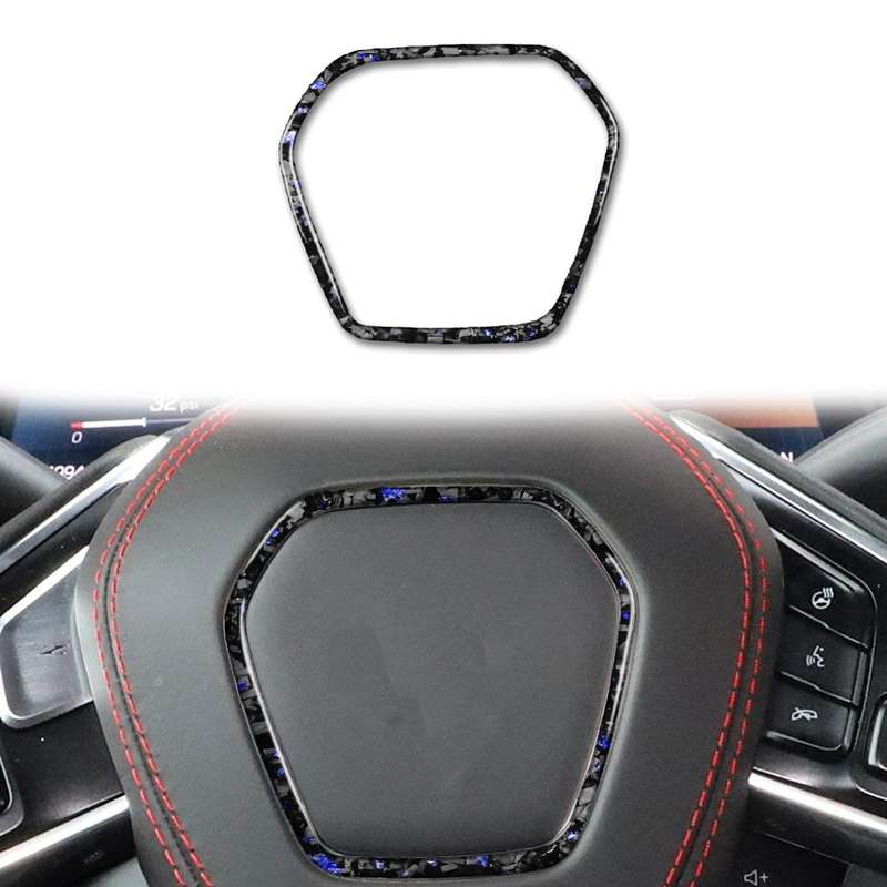 Forged Gold Foil Carbon Fiber Car Steering Wheel Frame Decorative Sticker for Chevrolet Corvette C8