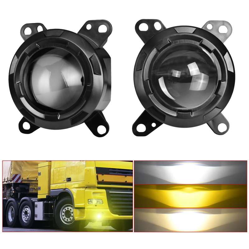 T14 2pcs/Pack 55W 3 inch High Power Dual Lens Fog Light Left and Right Mount Holder Style, For DAF T