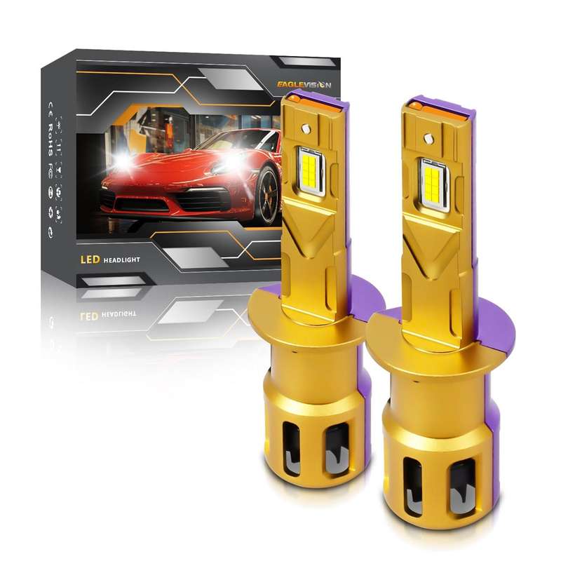 H1 2pcs/Pack 35W 3000LM 6500K IP68 Waterproof Car LED Headlight Bulb(Gold)