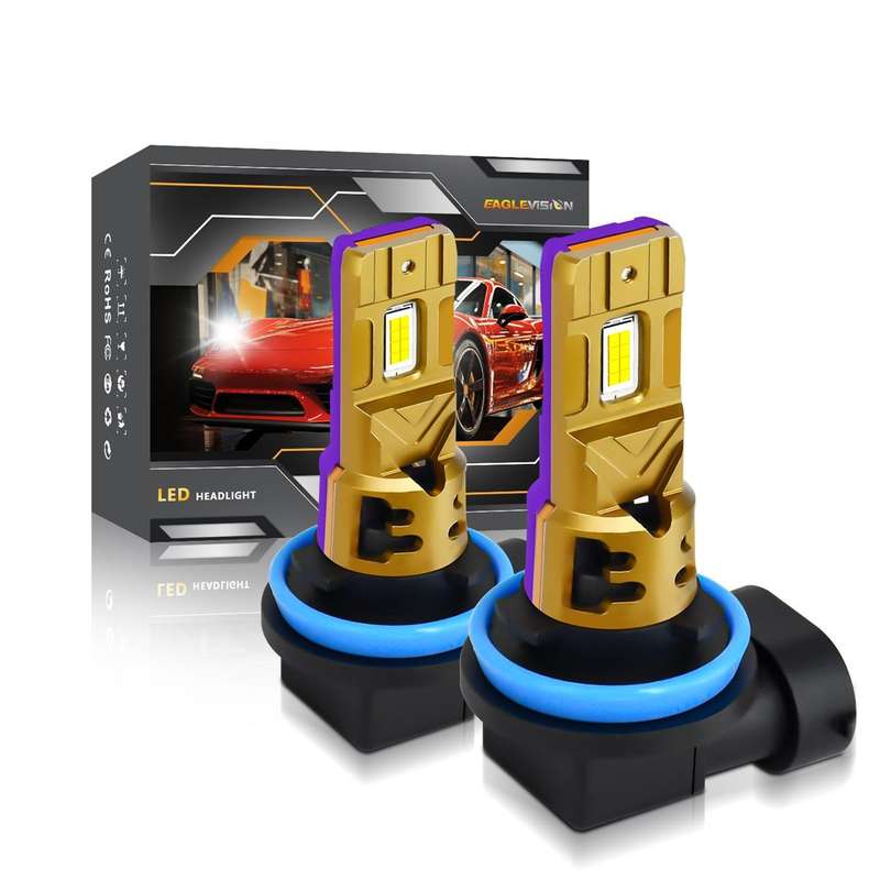 H11 2pcs/Pack 35W 3000LM 6500K IP68 Waterproof Car LED Headlight Bulb(Gold)