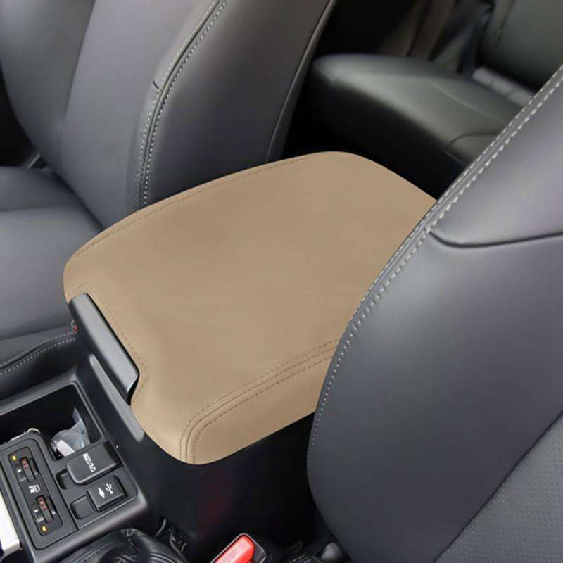 Car Central Armrest Box Protective Leather Cover for Toyota Prado 2010-2019(Beige)