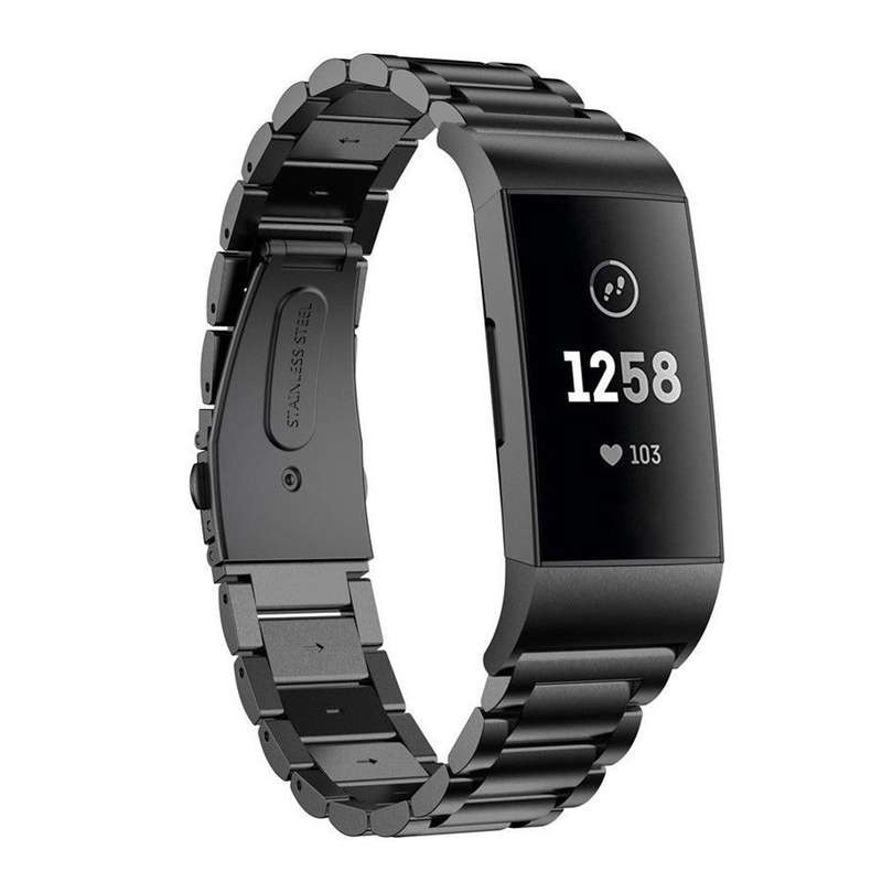 For Fitbit Charge 4 / 3 Tri-beads Flat Buckle Titanium Alloy Watch Band(Silver)