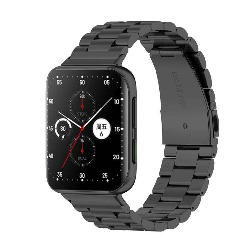 For OPPO Watch 2 42mm Tri-beads Flat Buckle Titanium Alloy Watch Band(Silver)