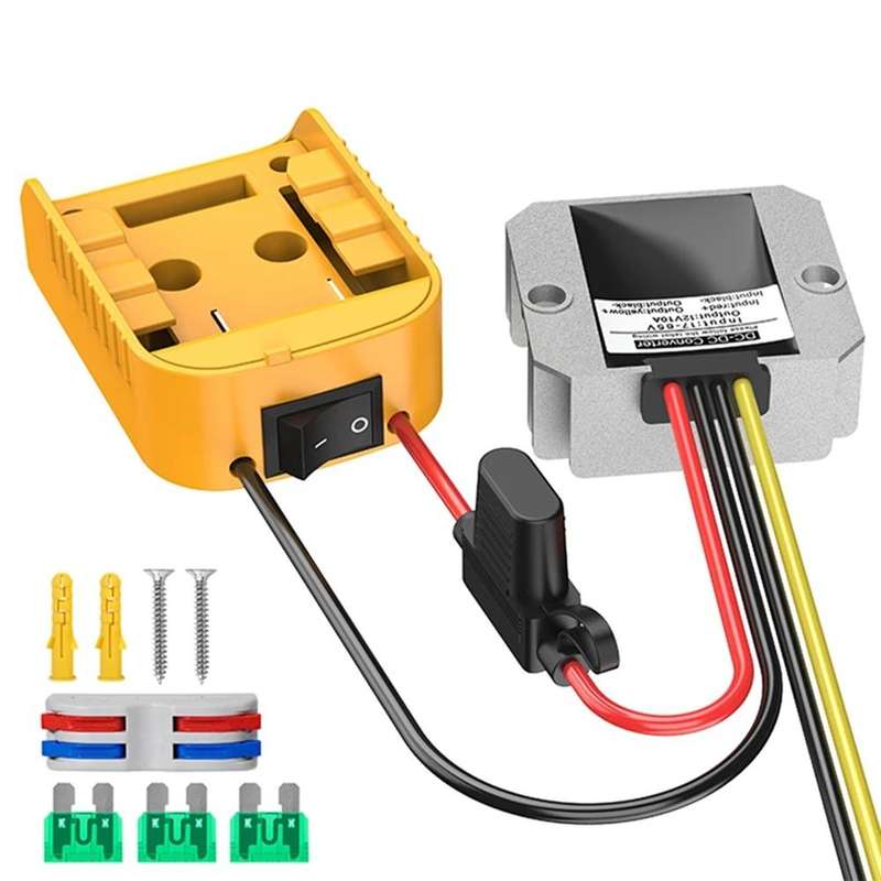For DeWalt 20V Lithium Battery Switch Button Adapter Converter and 12V / 20A Voltage Regulator Kit,