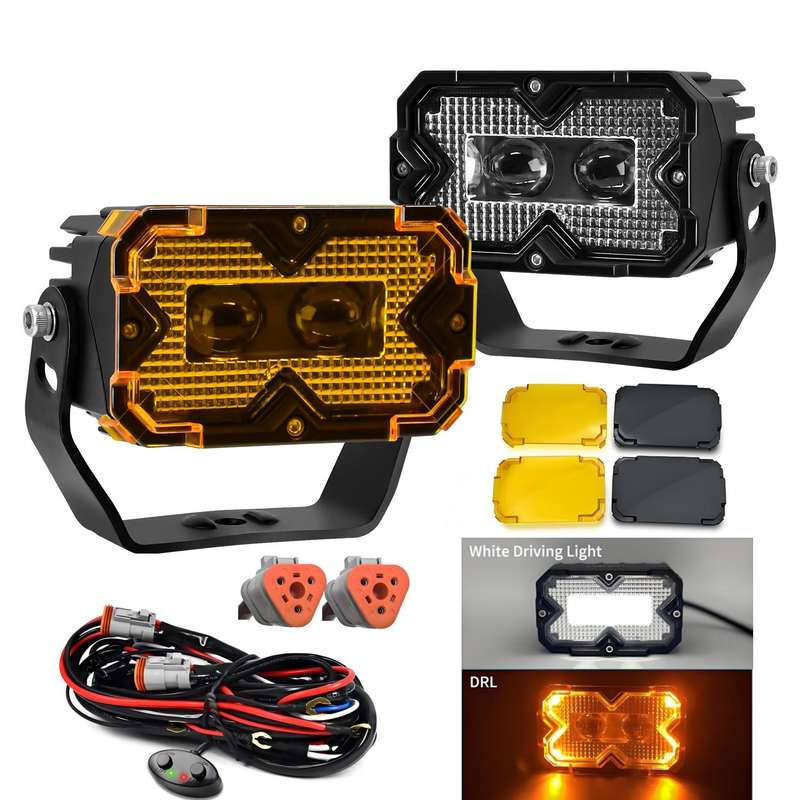 2pcs/Pack Car 70W High-power Matrix Eyes Work Light with Cable Set(Black)