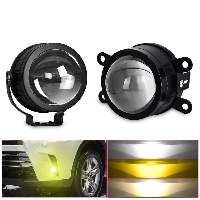 T10 2pcs/Pack 55W 3 inch High Power Dual Lens Fog Light, Universal Double Holder