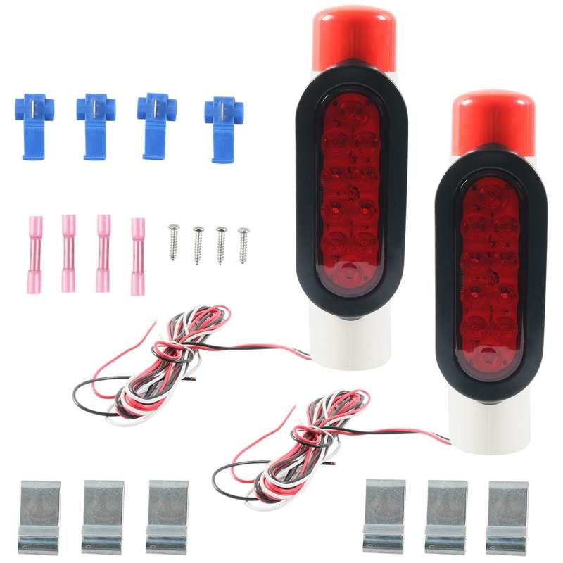 2pcs/Set 10LED Marine Trailer Guide Pipe Light Set(Red Light)
