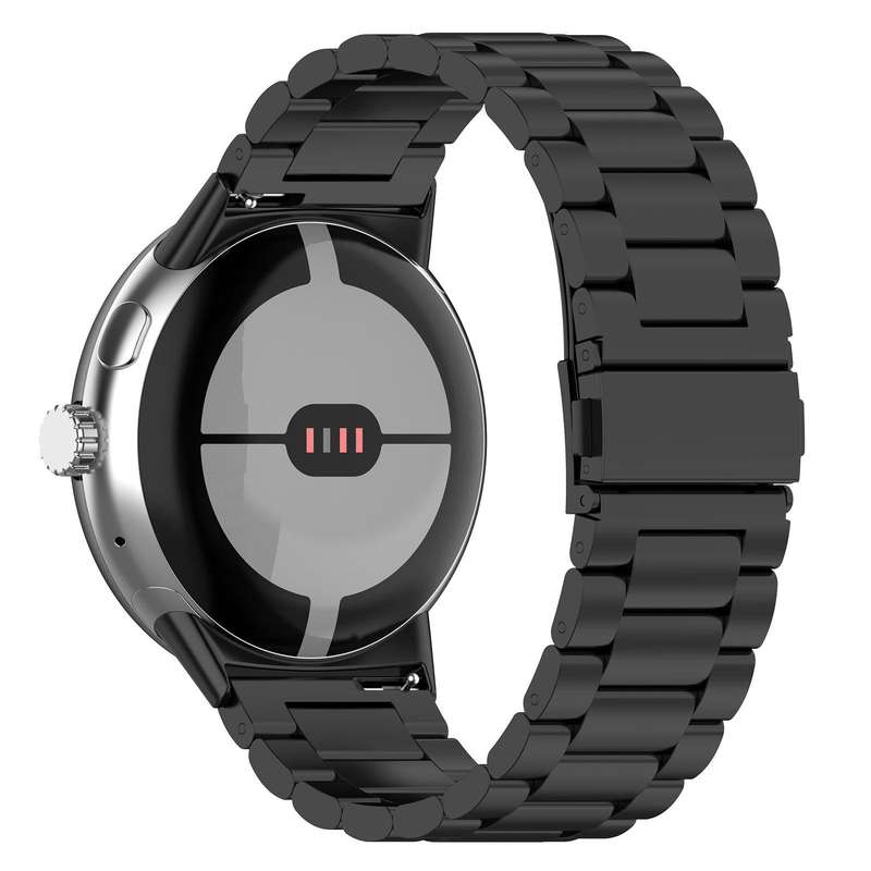 For Google Pixel Watch 3 45mm Tri-beads Flat Buckle Titanium Alloy Watch Band(Silver)