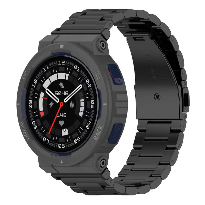 For Huami Amazfit Active Edge A2212 / A2213 Tri-beads Flat Buckle Titanium Alloy Watch Band(Silver)