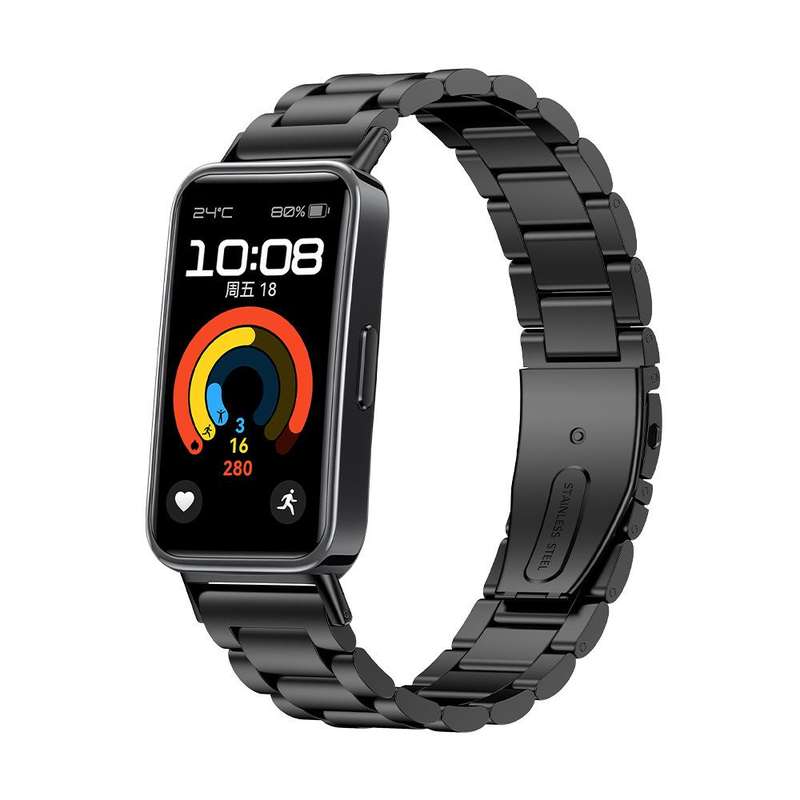 For Huawei Band 10 / 9 / 8 Tri-beads Flat Buckle Titanium Alloy Watch Band(Silver)