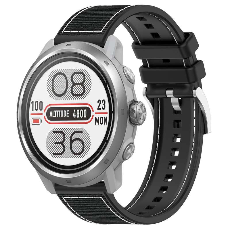 20mm For COROS Pace 2 / Apex 2 42mm xDfind Hybrid Nylon Braid Silicone Watch Band(Midnight Blue)