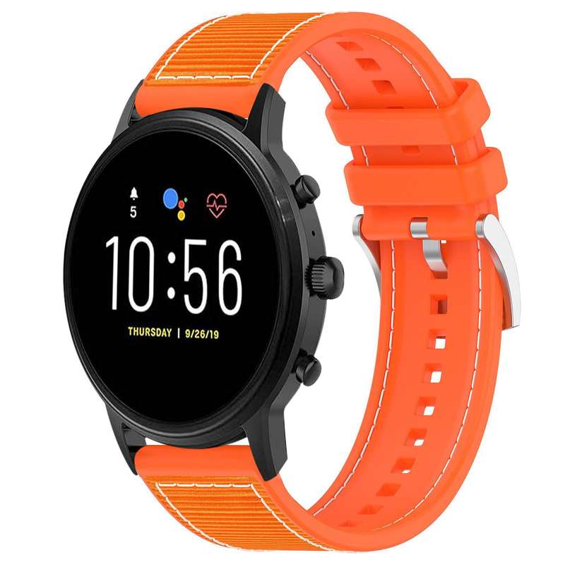 22mm For Fossil Gen 5 Carlyle / Julianna xDfind Hybrid Nylon Braid Silicone Watch Band(Midnight Blue