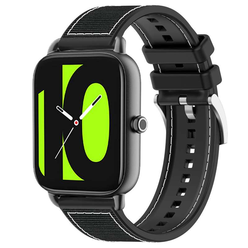 20mm For Xiaomi Haylou RS4 Plus LS11 / LS12 xDfind Hybrid Nylon Braid Silicone Watch Band(Midnight B