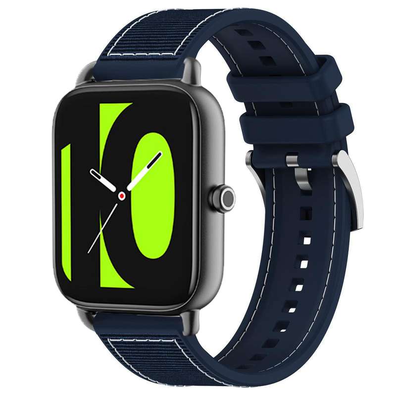 20mm For Xiaomi Haylou RS4 Plus LS11 / LS12 xDfind Hybrid Nylon Braid Silicone Watch Band(Midnight B