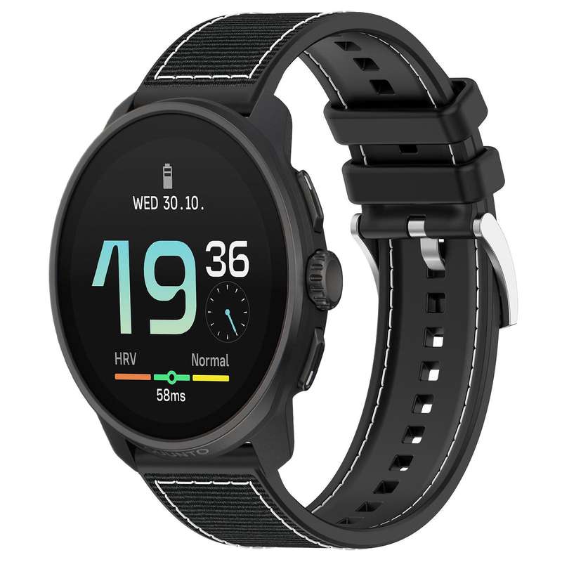 22mm For Suunto Race S / Race / 9 Peak xDfind Hybrid Nylon Braid Silicone Watch Band(Grey)