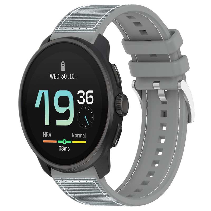 22mm For Suunto Race S / Race / 9 Peak xDfind Hybrid Nylon Braid Silicone Watch Band(Grey)