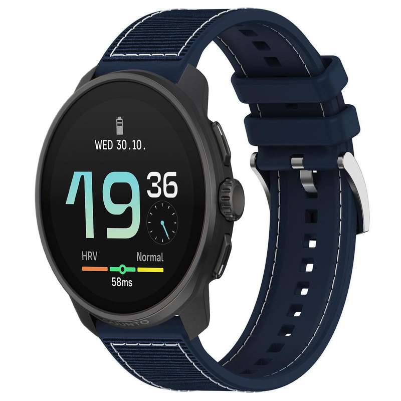 22mm For Suunto Race S / Race / 9 Peak xDfind Hybrid Nylon Braid Silicone Watch Band(Grey)