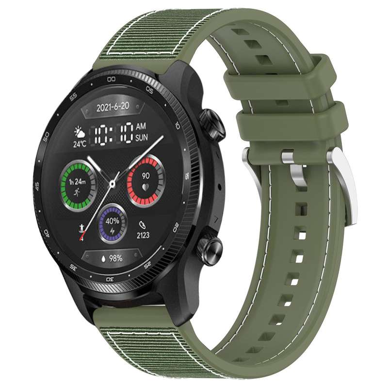 22mm For Ticwatch Pro X / Pro 3 / Pro xDfind Hybrid Nylon Braid Silicone Watch Band(Midnight Blue)