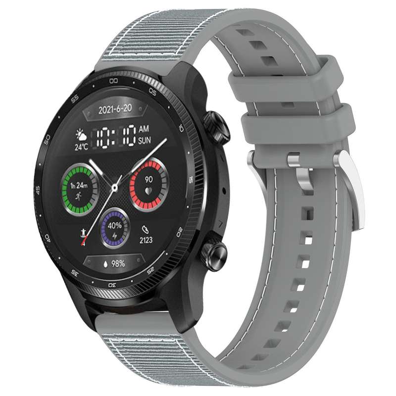 22mm For Ticwatch Pro X / Pro 3 / Pro xDfind Hybrid Nylon Braid Silicone Watch Band(Midnight Blue)