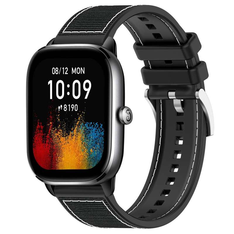 20mm For Amazfit GTS4 Mini / GTS 3 / GTS 2 xDfind Hybrid Nylon Braid Silicone Watch Band(Midnight Bl