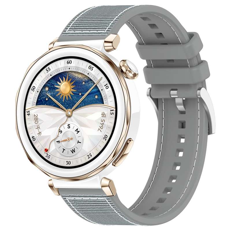 22mm For Huawei Watch GT5/GT5 Pro/4/4 Pro xDfind Hybrid Nylon Braid Silicone Watch Band(Grey)