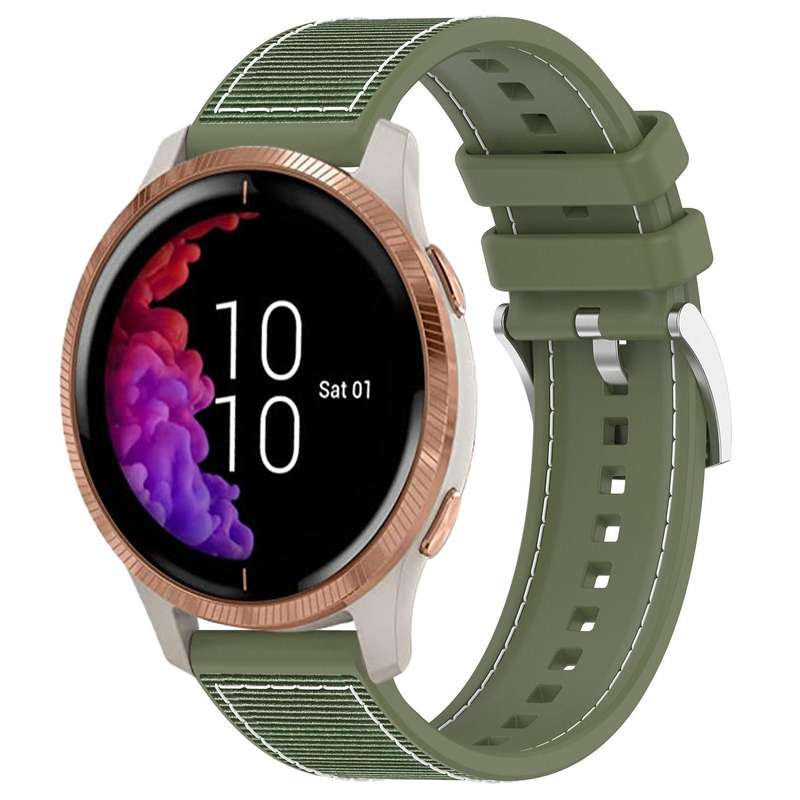 20mm For Garmin?Venu / Venu 2 / SQ / SQ2 xDfind Hybrid Nylon Braid Silicone Watch Band(Green)