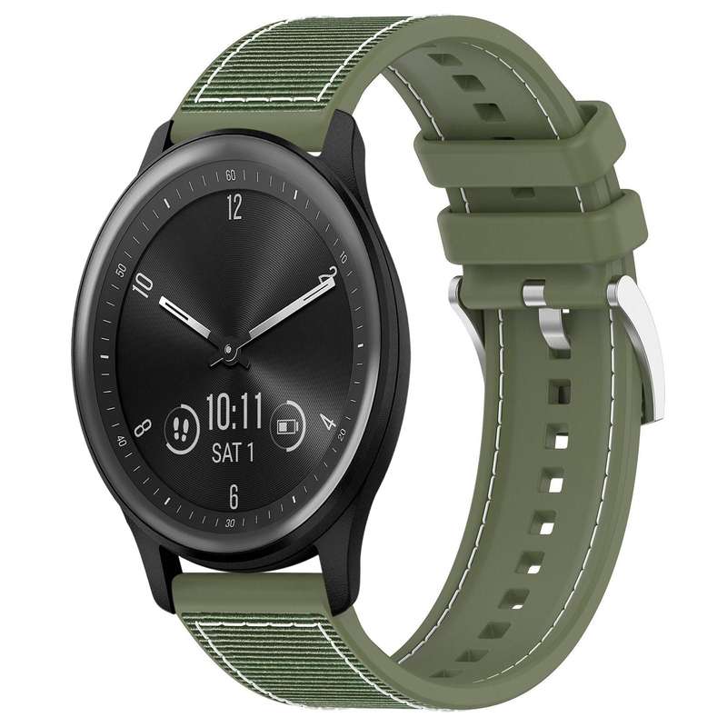 20mm For Garmin?Vivomove?Sport/Vivoactive5/3 xDfind Hybrid Nylon Braid Silicone Watch Band(Midnight