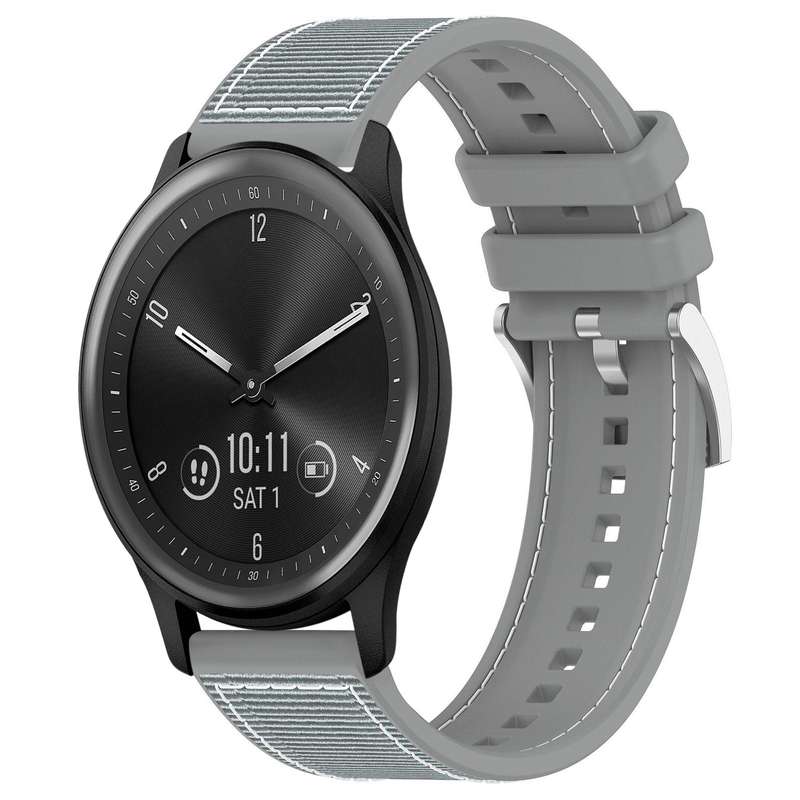 20mm For Garmin?Vivomove?Sport/Vivoactive5/3 xDfind Hybrid Nylon Braid Silicone Watch Band(Midnight