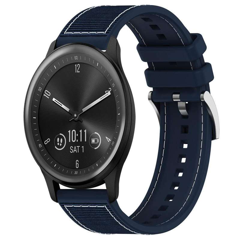 20mm For Garmin?Vivomove?Sport/Vivoactive5/3 xDfind Hybrid Nylon Braid Silicone Watch Band(Midnight