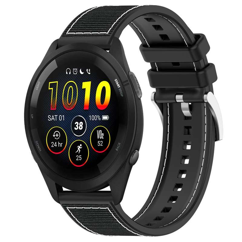 22mm For Garmin Forerunner 570 47mm/935/945 xDfind Hybrid Nylon Braid Silicone Watch Band(Midnight B