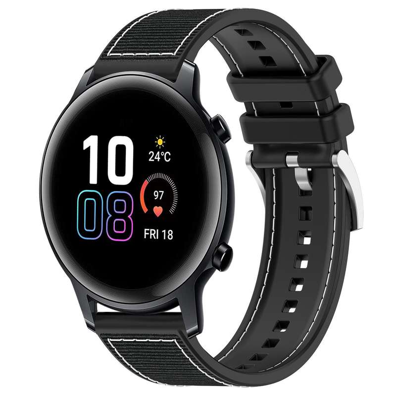 20mm For Honor Watch SE / MagicWatch 2 42mm xDfind Hybrid Nylon Braid Silicone Watch Band(Midnight B