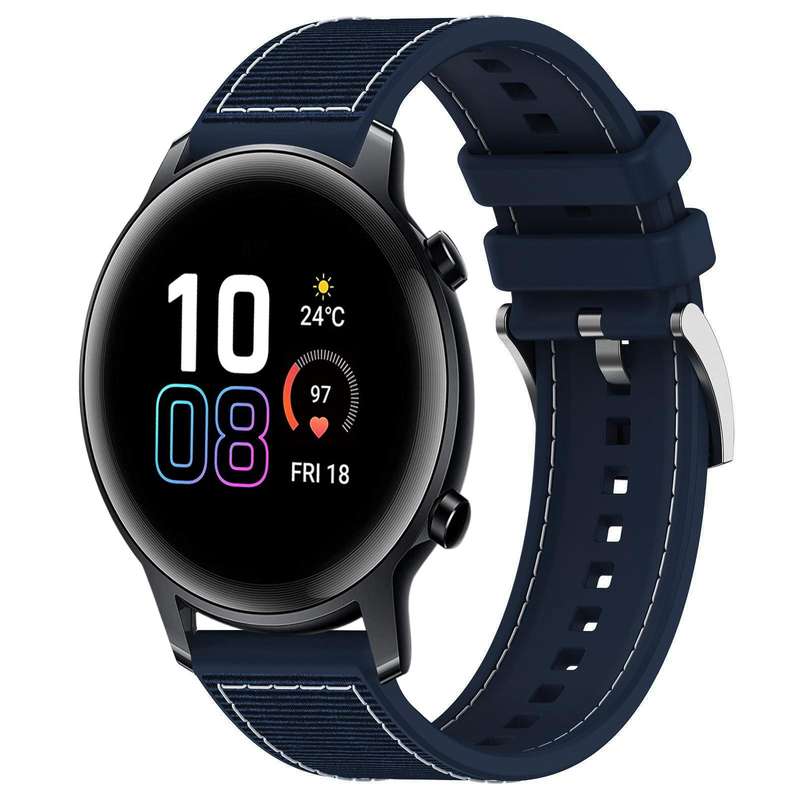 20mm For Honor Watch SE / MagicWatch 2 42mm xDfind Hybrid Nylon Braid Silicone Watch Band(Midnight B