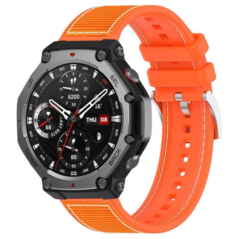For Amazfit T-Rex 3 22mm xDfind Hybrid Nylon Braid Silicone Watch Band(Midnight Blue)