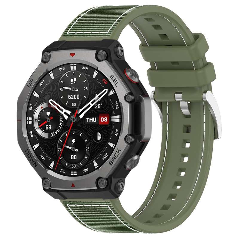 For Amazfit T-Rex 3 22mm xDfind Hybrid Nylon Braid Silicone Watch Band(Midnight Blue)